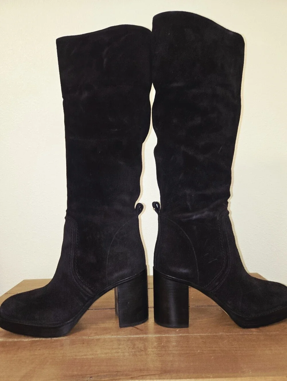 Michael Kors Hayden Black Suede Knee-High Boots